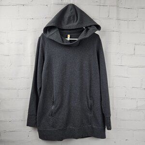 Lucy Extra Long Hoodie Sweatshirt Womens L Hooded Gray Pockets Cozy Comfortable